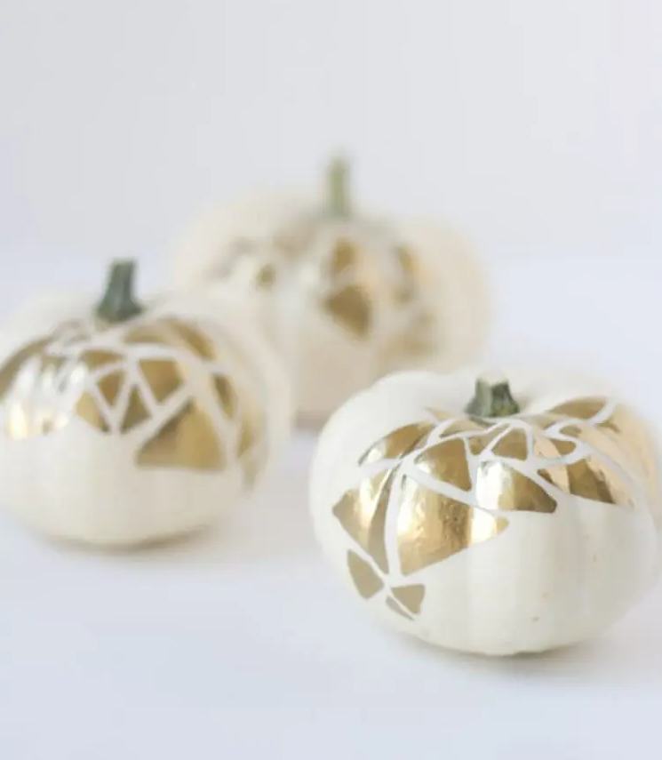 Pumpkin Painting Ideas - DIY gold geo pumpkins