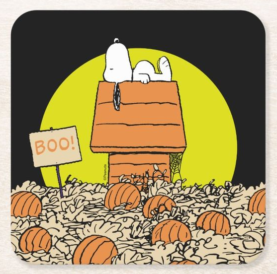 Snoopy Fall Wallpaper   Peanuts Snoopy Napping In The Pumpkin Patch Square Paper Coaster
