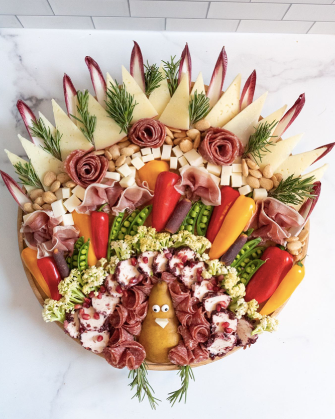 Thanksgiving Charcuterie Boards - Cheese Turkey