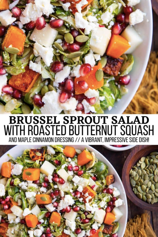 Thanksgiving Side Dishes - Shaved Brussel Sprout Salad with Roasted Butternut Squash