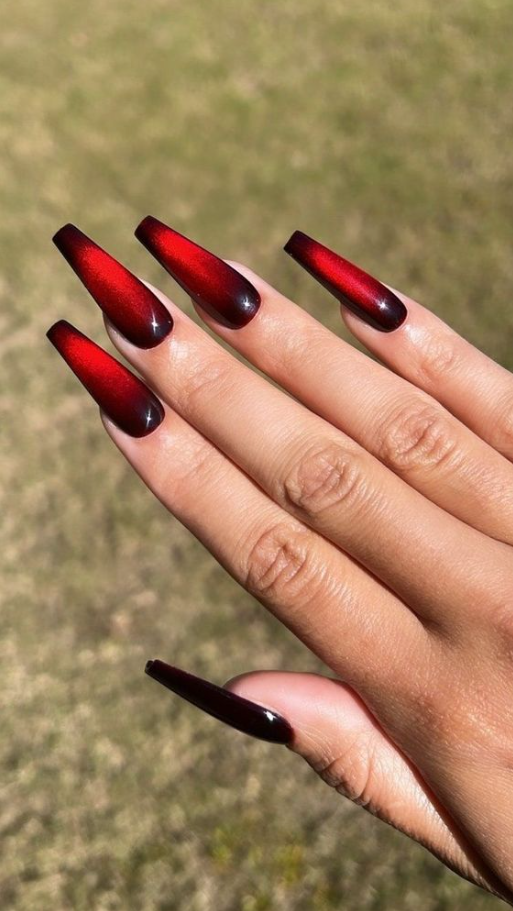 Classy Baddie Nails   Black Red Aura Nails