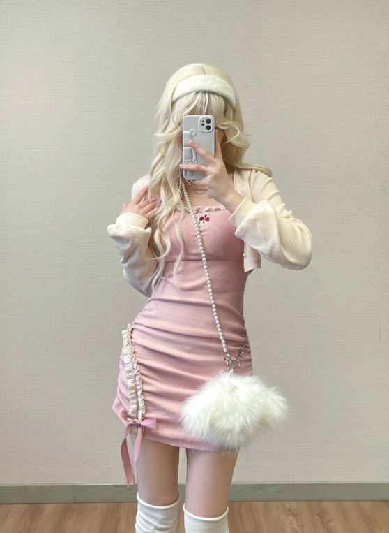 Coquette Outfit   Pink White Coquette Outfit Ideas Pretty Aesthetic Ulzzang Faceless Korean Asian Girl