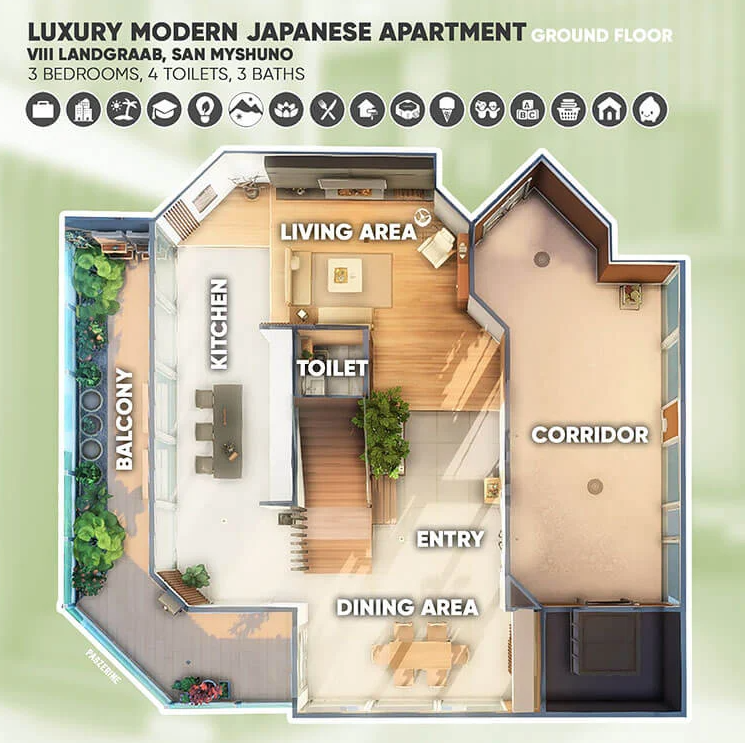 Luxury Modern Japanese Apartment Floor