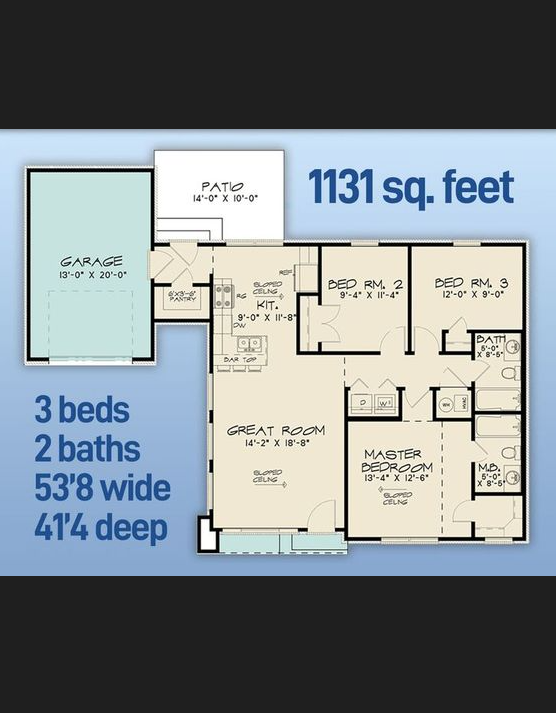 Modern Floor Plan With 3 Bedrooms