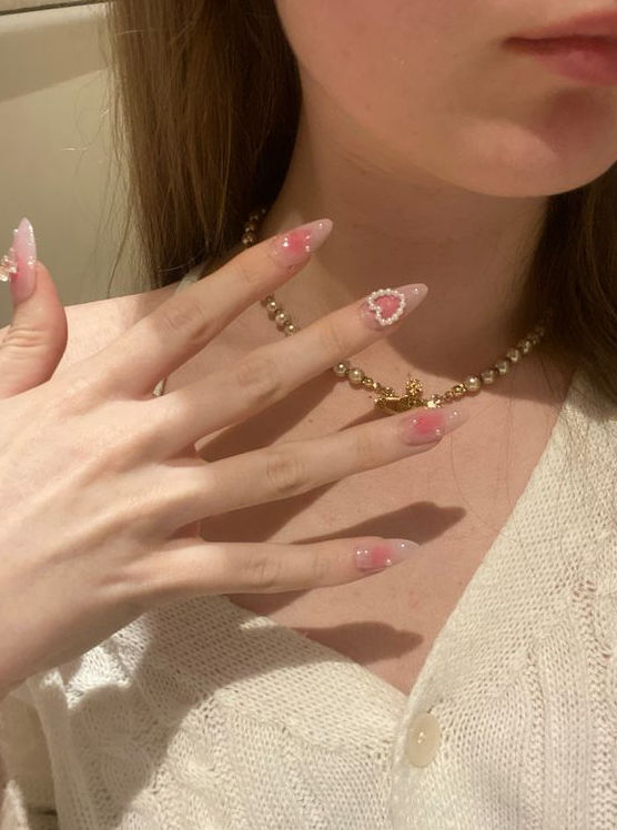 Nail Shapes For Chubby Fingers   Fake Nails Aesthetic Nails Blush Nails Korean Nails Coquette Aesthetic Pink Nails Pink Nail Aesthetic Sanrio Nail Art