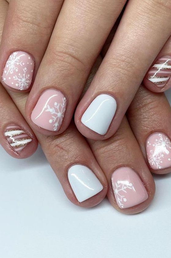 Pink Snowflake Nails   Gorgeous & Trendy Winter Nails To Try In 2023