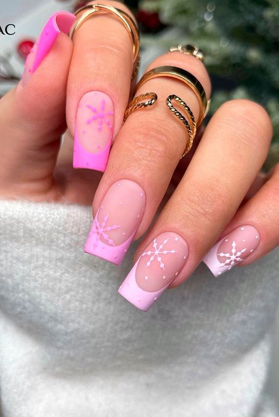 Pink Snowflake Nails   The Best Pink Nails To Wear In