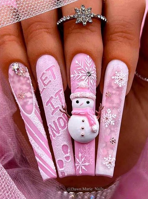 Pink Snowflake Nails   The Cute Pink Nails To Wear In