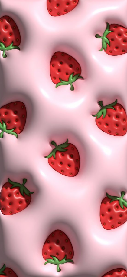 Puffy Wallpaper   3d Wallpaper Strawberries