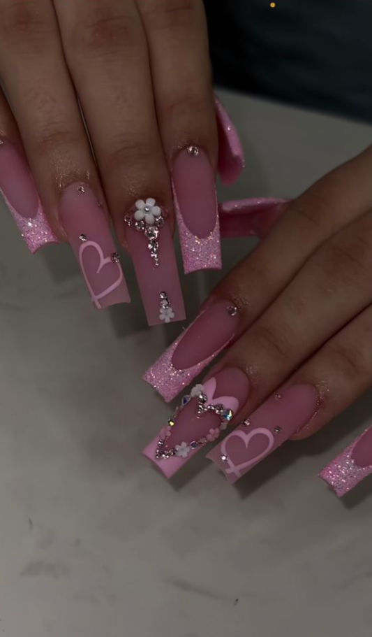 Unique Acrylic Nails   Pink Acrylic Birthday Nails