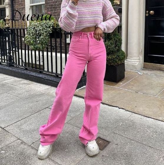 Pink Pants Outfit Wide Leg Jeans Outfit