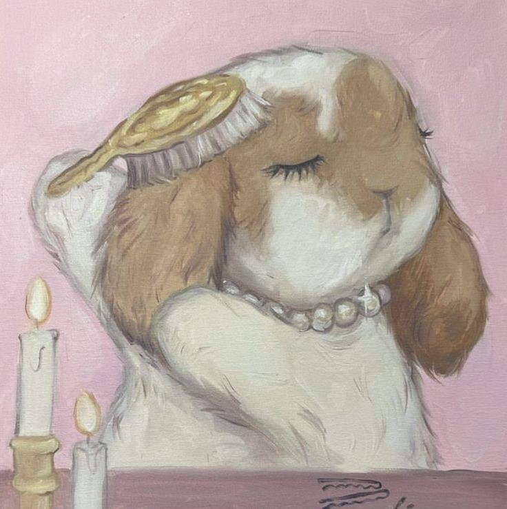 Selfcare Bunny Fashion Brush Pearl Candle Coquette Pink