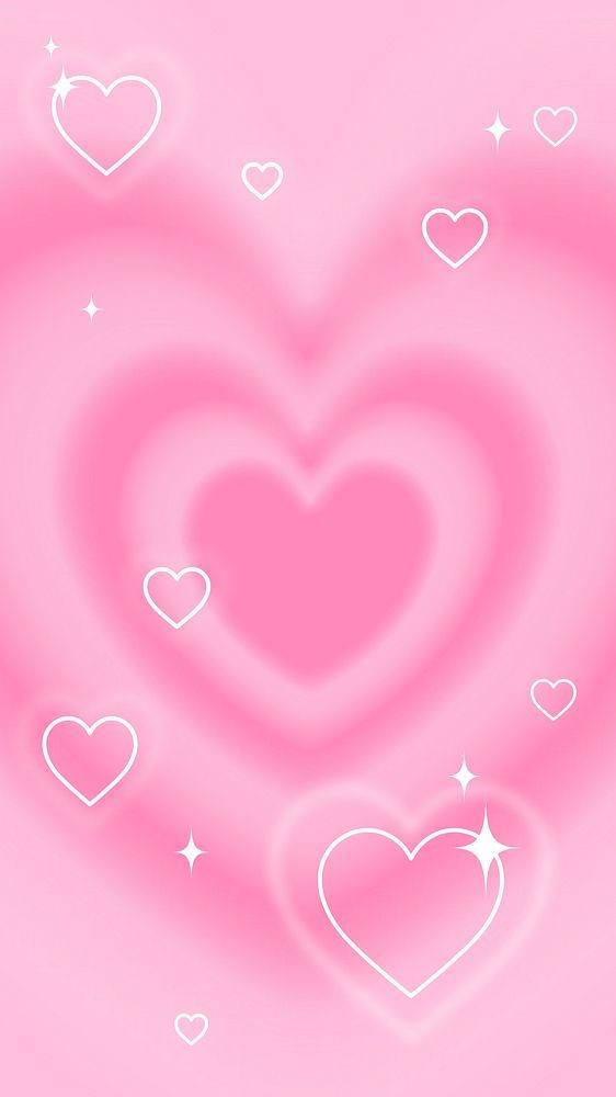 Y2K Pink Hearts Phone Wallpaper Cute Valentine's Background