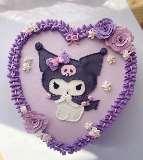 Kuromi Cake   Kuromi Cake, Hello Kitty Birthday Cake, Square Birthday Cake, Heart Birthday Cake