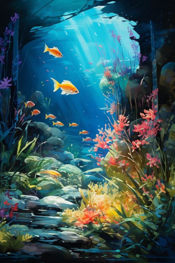 Marine Life Drawing   Dive Into A Captivating Underwater World Teeming With Vibrant Marine Life And Breathtaking Coral Reefs An Aquatic Paradise