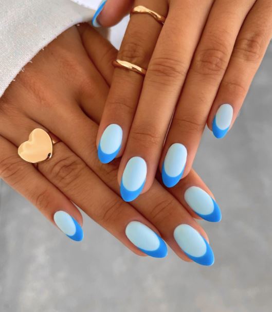 Spring Break Nails   Double Blue French
