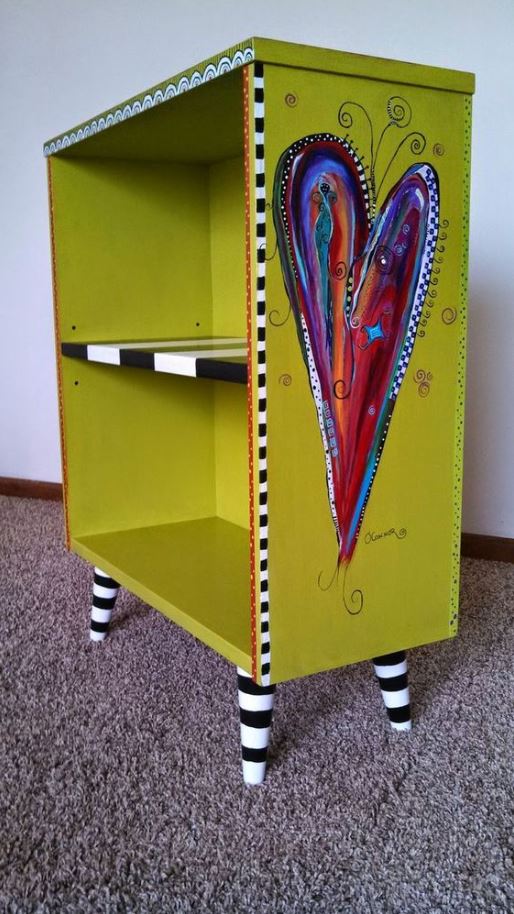 Whimsical Painted Furniture   Bookcase Revamped