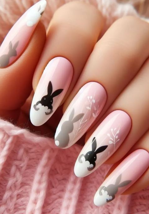 Bunny Silhouettes On A Light Pink Base Ideas