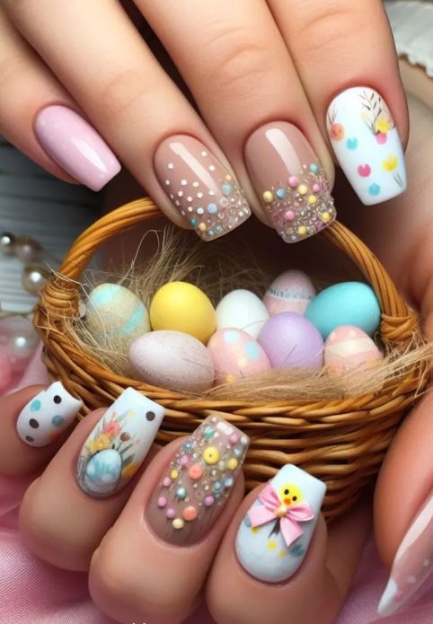 Pastel Colored Eggs With Polka Dots