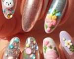 Rhinestone Easter Glam Nails Ideas