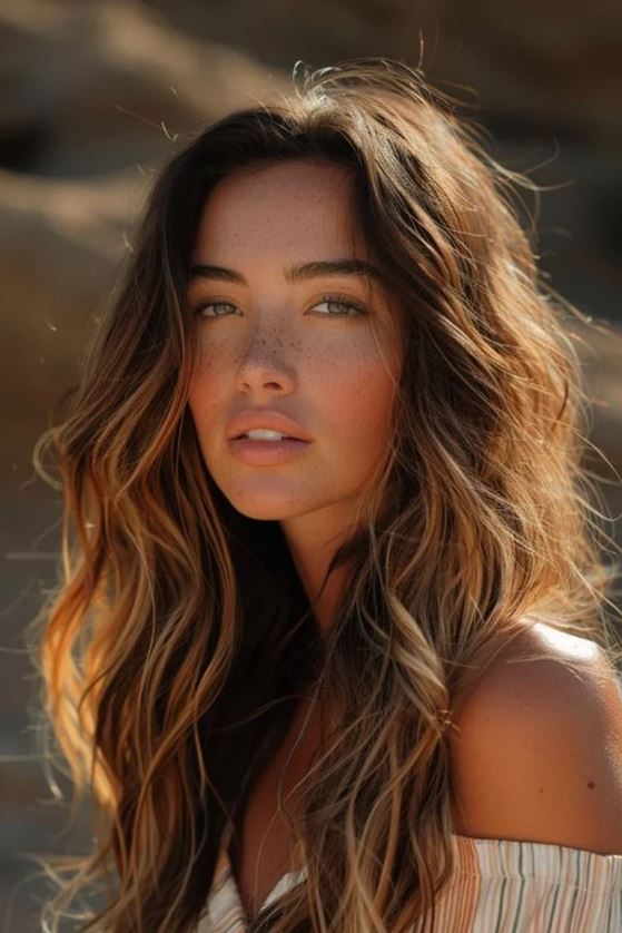 Sunkissed Hair Brunette   Hair Color For Brown Eyes Summer Hairstyles Sunkissed Hair Brunette Brunette Balayage Hair Brunette Hair Color Amber Hair Colors