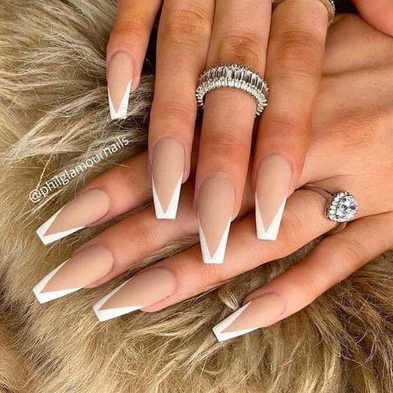 Coffin Nails Designs   Top Amazing French Manicure  French Acrylic Nails Matte Design French Tip Acrylic Nails Coffin Nails  Coffin Shape Nails Acrylic Nails Coffin Short Nail