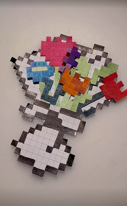 Diy Gifts   Flower Bouquet Paper Pixel Art Origami Art Easy Paper Crafts Diy Easy Paper Crafts Pixel Art Pattern Pixel Art Paper Crafts Diy