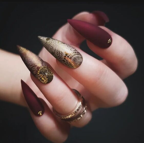 Autumn Nail Trends   Elegant Maroon Mystique