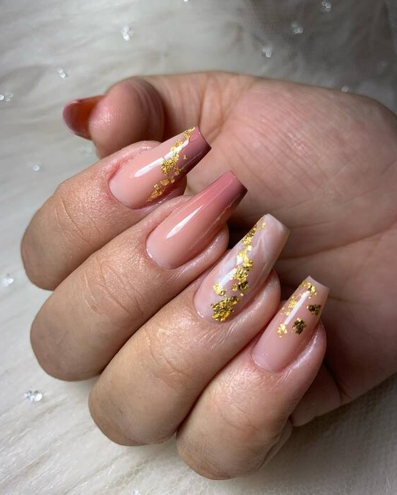 Autumn Nail Trends   Golden Flecked Pink