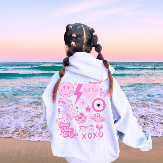 Back To School Outfits   Preppy Hoodie Preppy Sweatshirt Preppy Aesthetic Preppy Gift Preppy Things Beach Hoodie Sorority Sweatshirt Smiley Face Lightning Bolt Y2k Preppy Summer Outfits