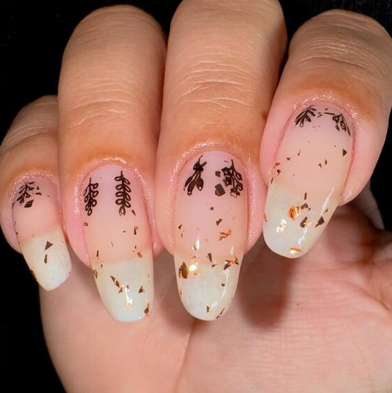 Fall Themed Nails   Autumn Leaf Encapsulated Art