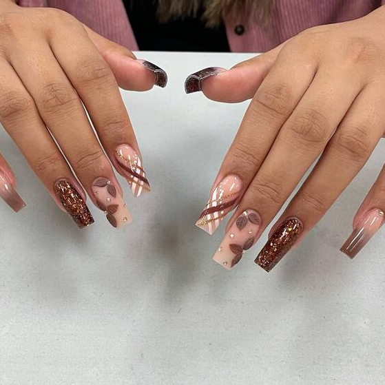 Fall Themed Nails   Chic And Shimmering Neutrals