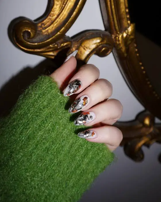 Fall Themed Nails   Gothic Fall Glamour