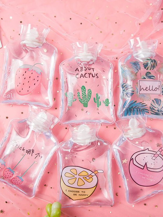 Miniso   1pc Cartoon Graphic Random Hot Water Bag Mini Things Hand Warmers Bottle Hot Water Bottle Mini Water Bottles Cute Strawberry