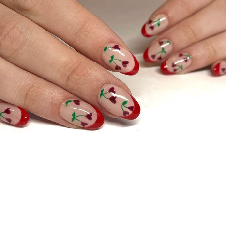 These Cherry Nails For School