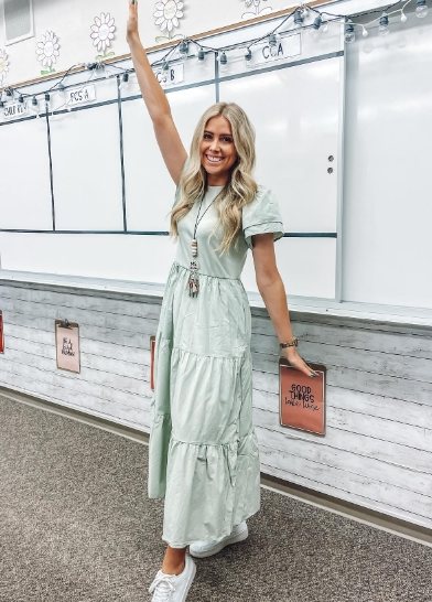 A Line Dress With Sneakers