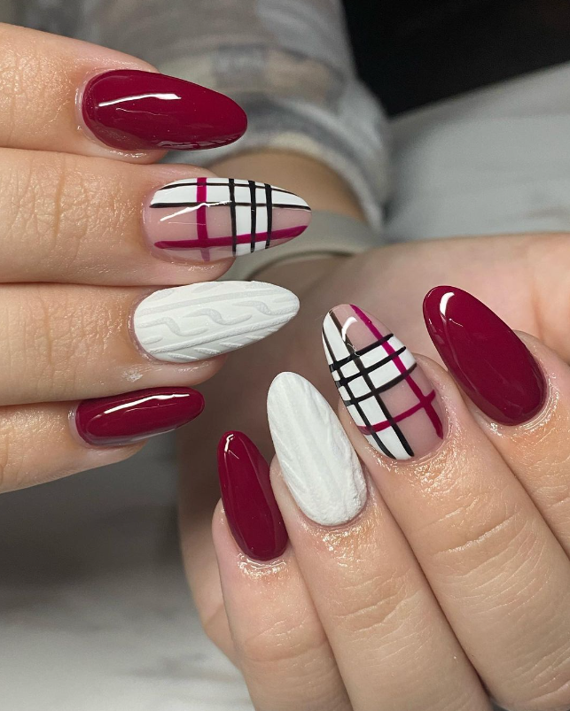 Burgundy And White Plaid Elegance