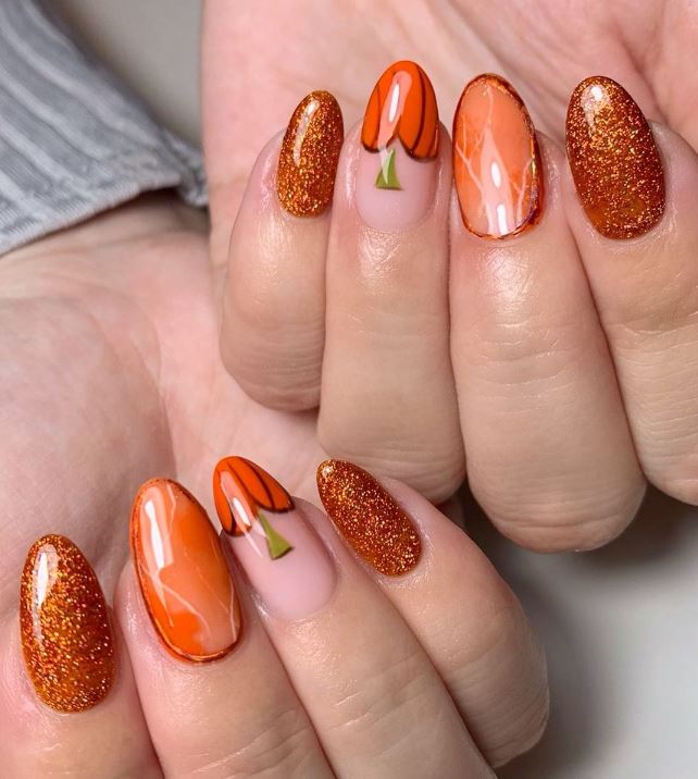 Glittery Pumpkin Accents