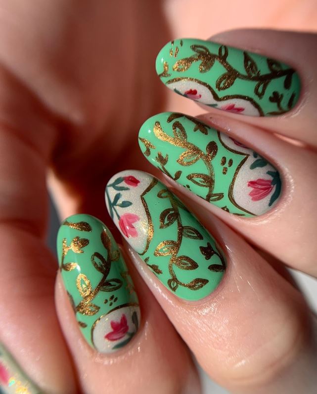 Green Vintage Floral