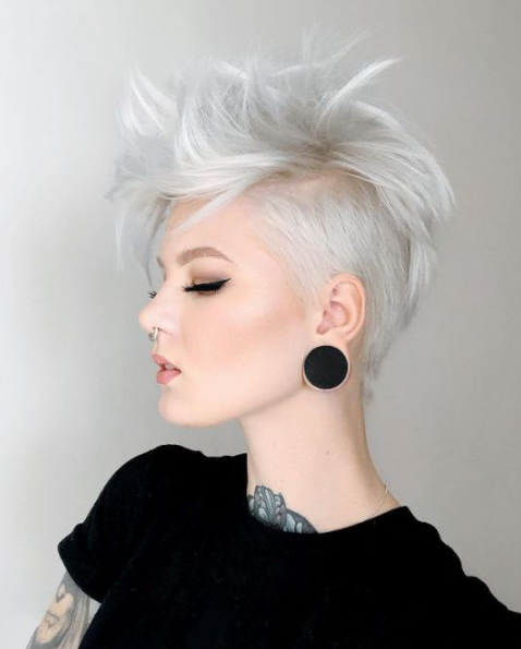 Ice Blonde Spiked Pixie Mohawk