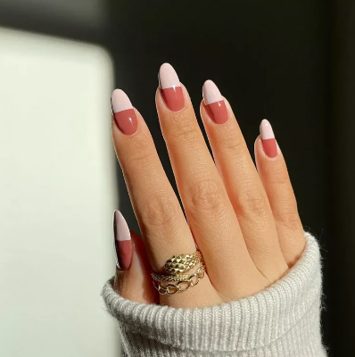 Mauve Half And Half Nails