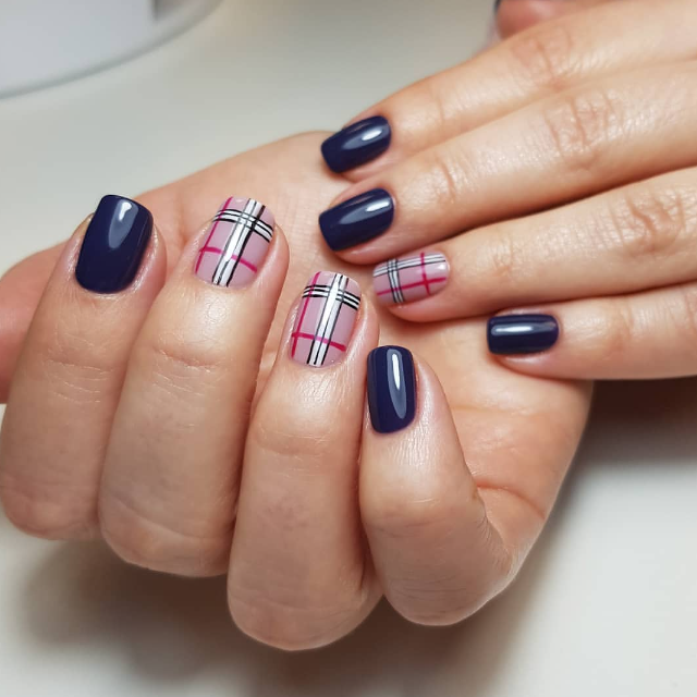 Navy And Pink Plaid