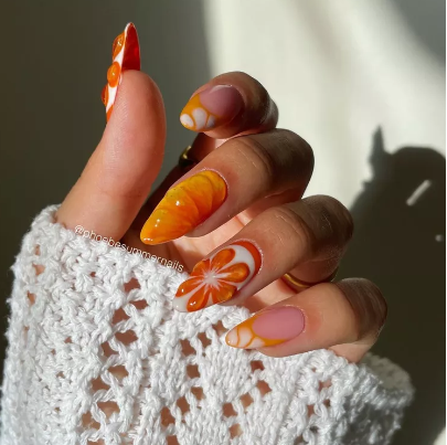 Orange Spritz Dewdrop Nails