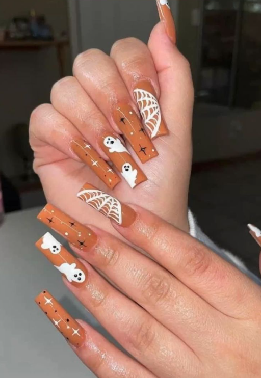 Orange Halloween Nails Gel Nails Nail Designs Halloween Nails Nail Colors Acrylic Nails Nude Nails