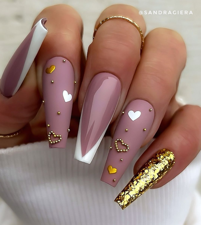 Pink And Gold Hearts