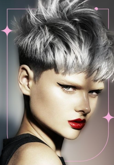 Pixie Mohawk With Blond Color Photos