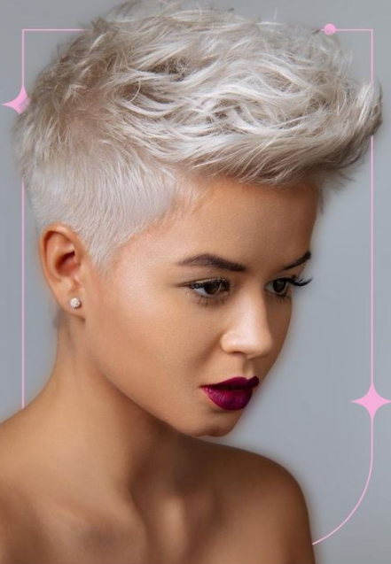 Pixie Mohawk With Blond Color Picture