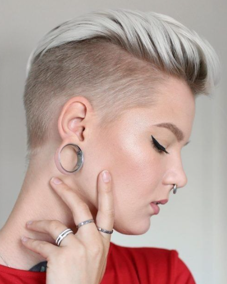 Sleek Platinum Pixie Mohawk