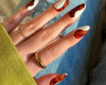 Tortoiseshell Cream Swirl Nails