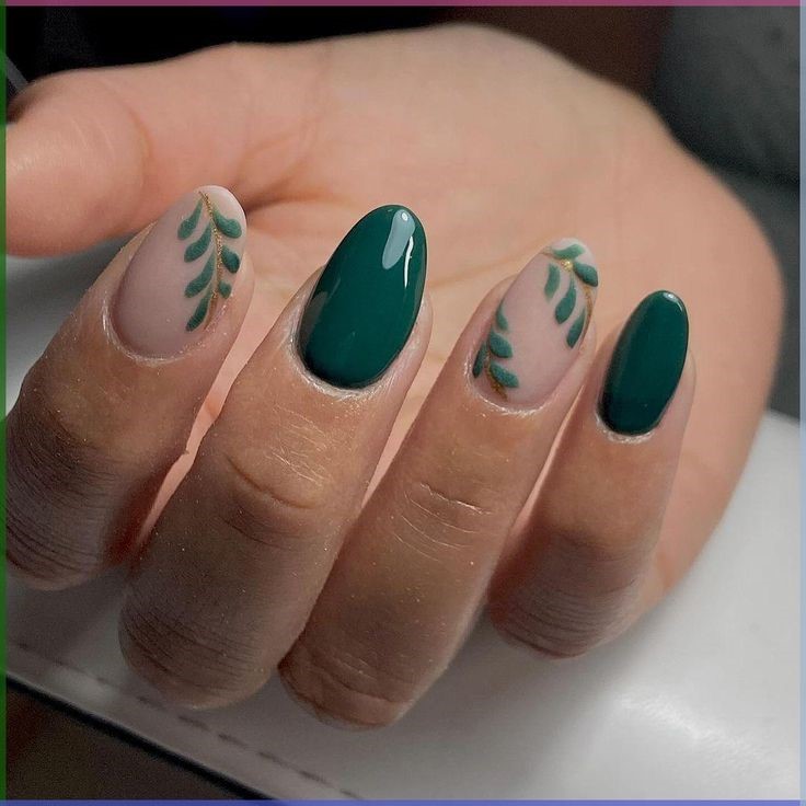 Cute Nails For Fall Green Nails Green Nail Design Subtle Nails Dark Green Nails Maroon Nails